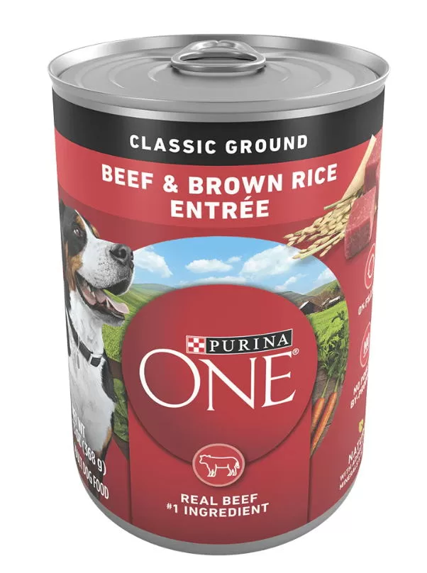 Purina One Tin - Beef & Brown Rice Ground Wet Dog Food