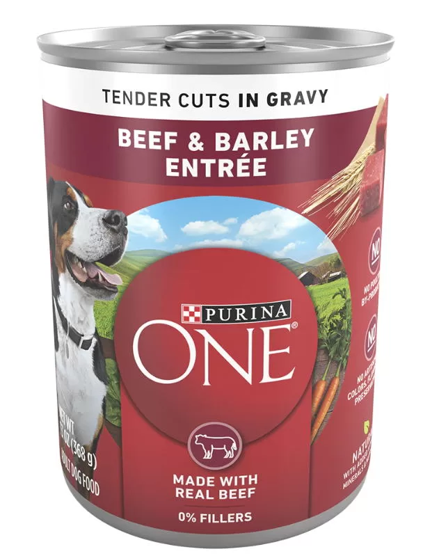 Purina One Tin - Beef & Barley Tender Cuts in Gravy Wet Dog Food