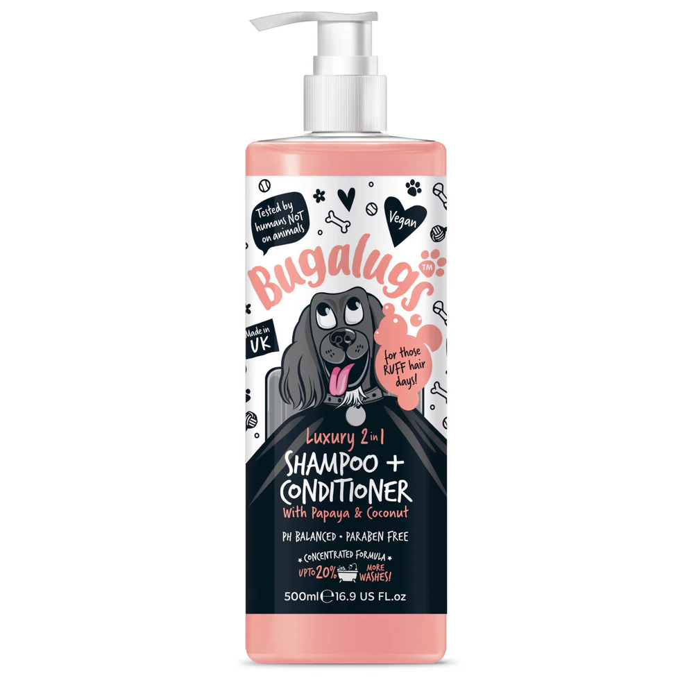 Bugalugs Shampoo - Luxury 2 in 1 Shampoo & Conditioner with Papaya & Coconut 500ml