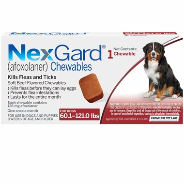 NexGard Dog (XL) 60-121 lbs Red - 1 Chewable