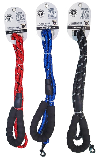 Padded Handle Rope Leash 6ft.